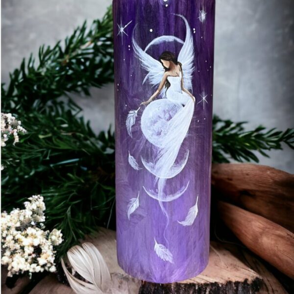 Andělská ručně malovaná vysokovibrační svíčka - Lehkost bytí - 20cm