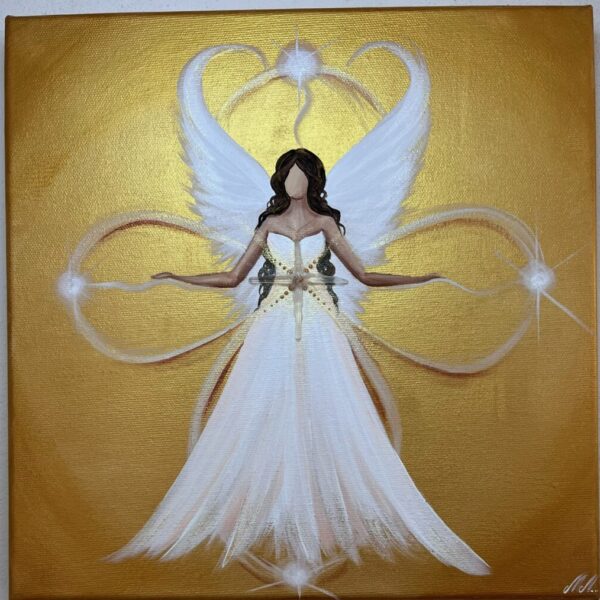 Andělský zlatý a velmi silný obraz Artofsoul - Rovnováha a světlo ve všech úrovních - 30x30