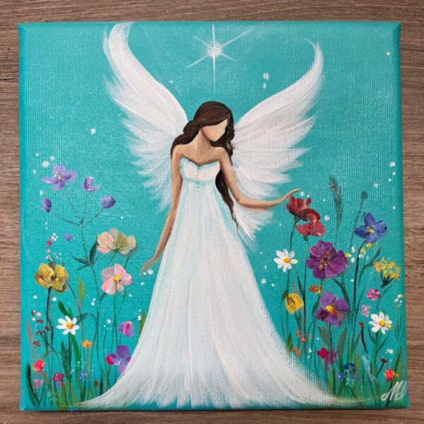 Andělský rozkvetlý obraz Artofsoul  - Zklidnění - 20x20