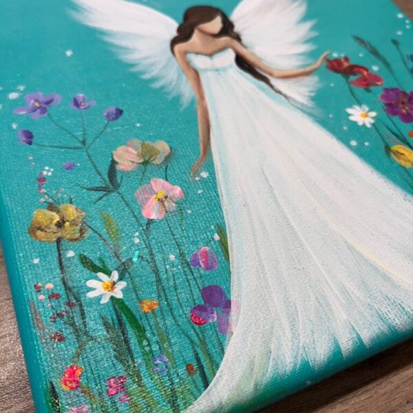 Andělský rozkvetlý obraz Artofsoul  - Zklidnění - 20x20