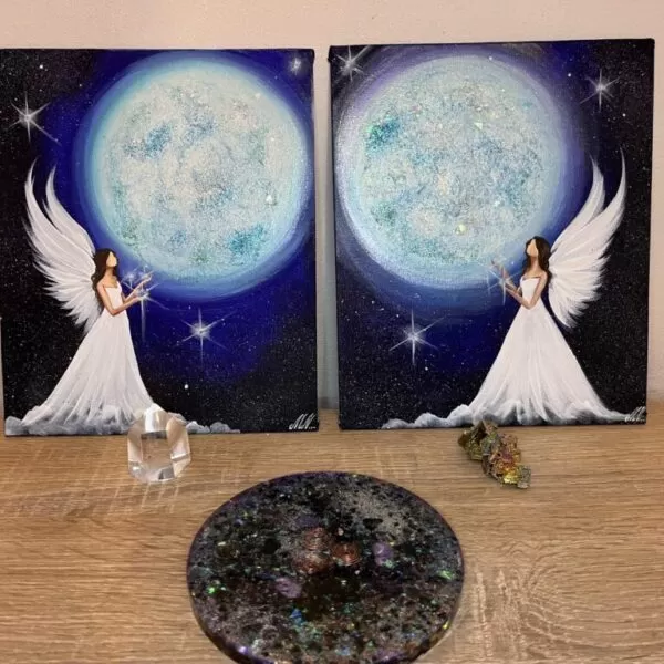 Andělský úplňkový obraz - Když si něco přeješ, celý vesmír se spojí, aby se tvé přání spojilo - 20x24