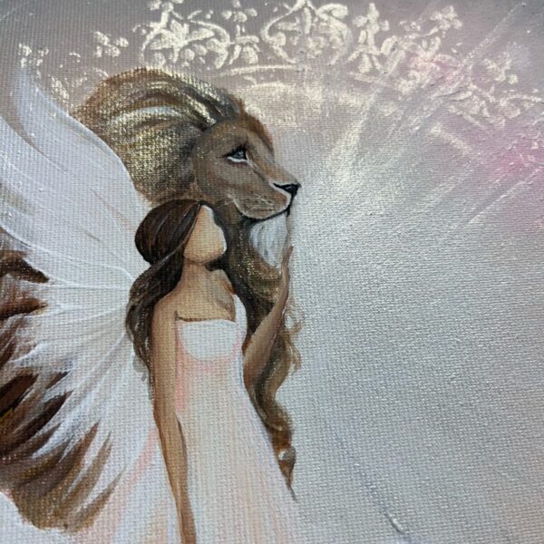 Andělský obraz se lvem Artofsoul  - Nový začátek ve světle a Lásce - 30x30