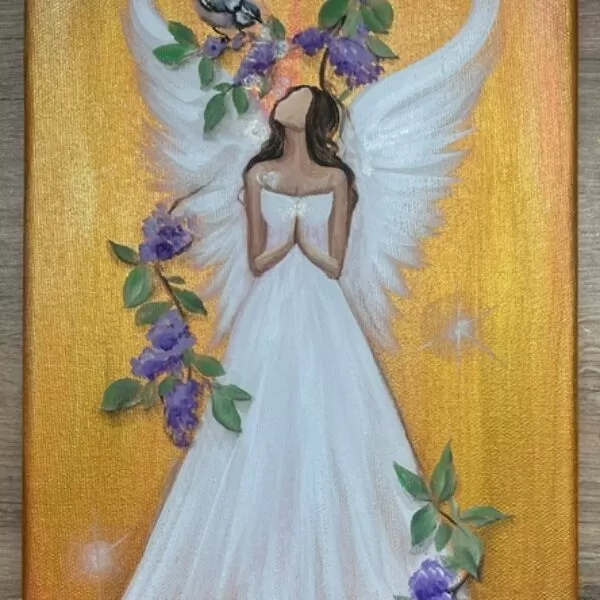 Andělský obraz Artofsoul plný lásky | Souznění beze slov | 20x30 cm | Zlatý