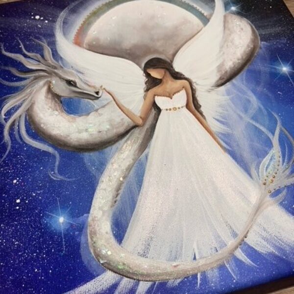 Andělský velmi silný úplňkový obraz Artofsoul | Návrat k sobě | 30x30 cm