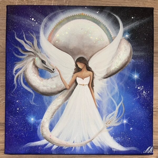 Andělský velmi silný úplňkový obraz Artofsoul | Návrat k sobě | 30x30 cm