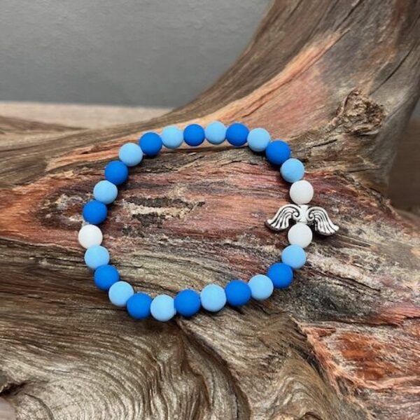 Andělský náramek ze skleněných korálků české výroby | Se záměrem :) 15 cm modrý