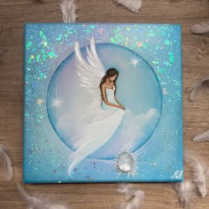 Andělský obraz s křišťálem Artofsoul | Anděl strážný | 20x20