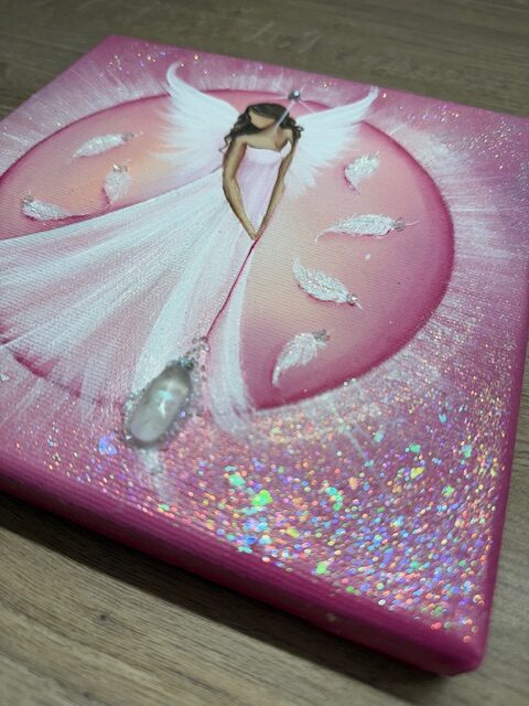 Andělský obraz s křišťálem Artofsoul | Kráčím v lehkosti s důvěrou | 20x20 - Obrázek 3