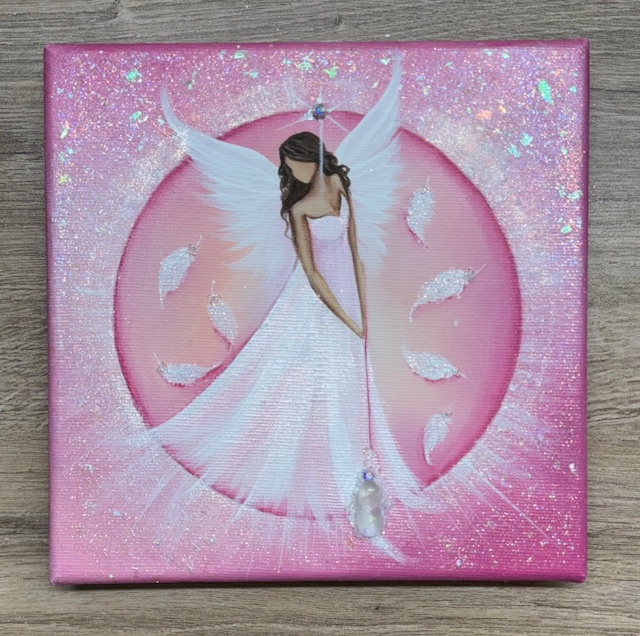 Andělský obraz s křišťálem Artofsoul | Kráčím v lehkosti s důvěrou | 20x20