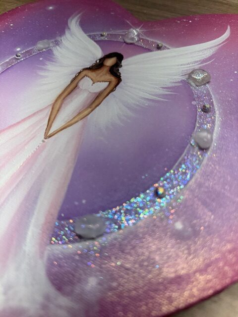 Andělský obraz ve tvaru srdce Artofsoul s minerály | Buď klidný | 30x30 - Obrázek 2