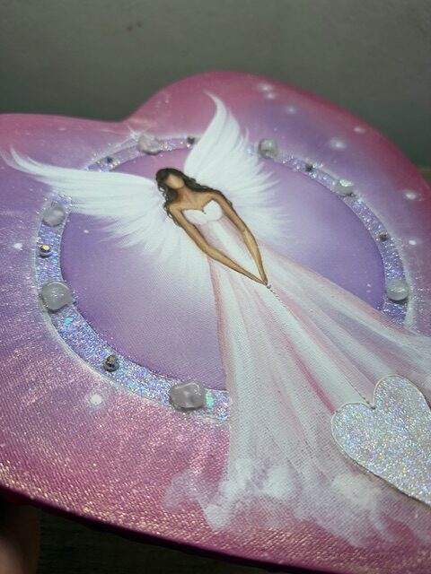 Andělský obraz ve tvaru srdce Artofsoul s minerály | Buď klidný | 30x30 - Obrázek 4