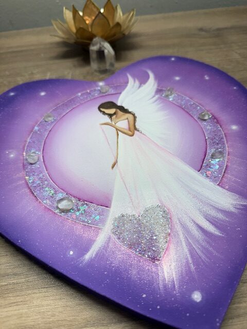 Andělský úplňkový obraz ve tvaru srdce Artofsoul | Srdce naplněné láskou | 30x30 - Obrázek 4