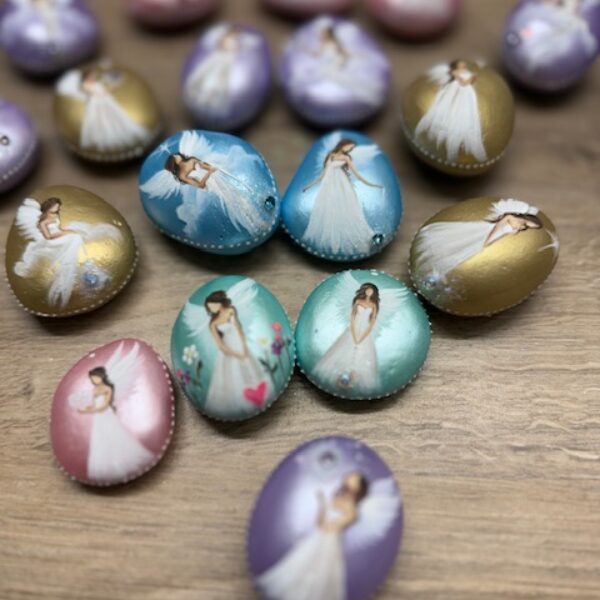 Andělský ručně a s láskou malovaný kamínek pro štěstí a ochranu | 1