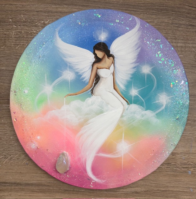 Andělský harmonizační obraz s křišťálem | Chráním tvůj prostor | 30cm