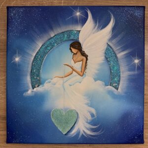Andělský modrý obraz Artofsoul | Vesmírná Láska | 30x30 cm