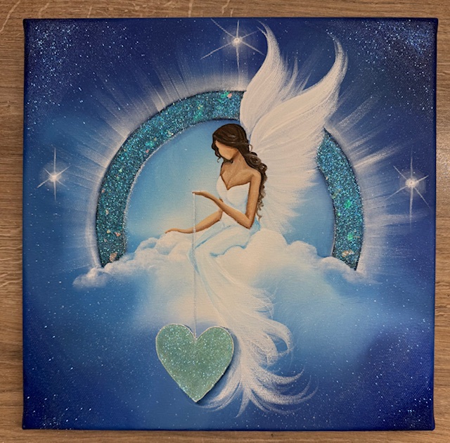 Andělský modrý obraz Artofsoul | Vesmírná Láska | 30x30 cm