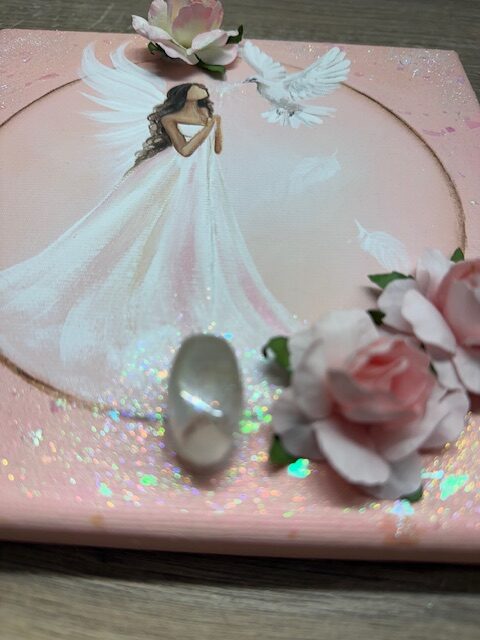 Andělský obraz Artofsoul s křišťálem a růžemi | Udržuji své nitro čisté | 20x20 - Obrázek 4