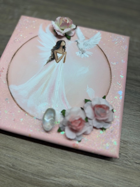 Andělský obraz Artofsoul s křišťálem a růžemi | Udržuji své nitro čisté | 20x20 - Obrázek 3