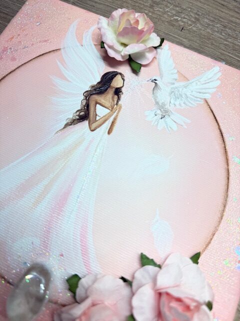 Andělský obraz Artofsoul s křišťálem a růžemi | Udržuji své nitro čisté | 20x20 - Obrázek 5