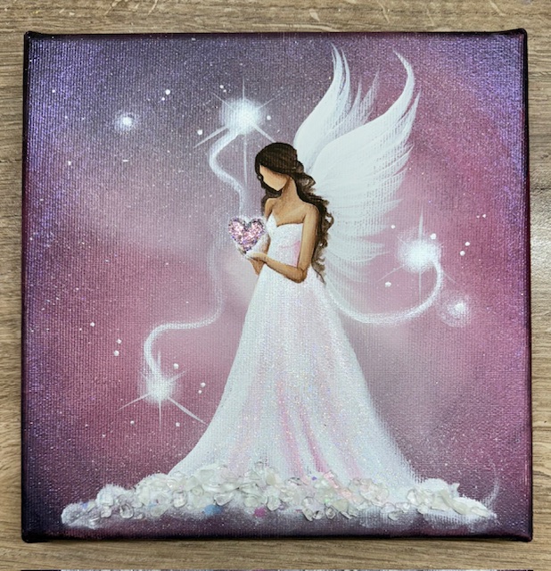 Andělský obraz Artofsoul s křišťálky | Vše co potřebuješ, už máš | 20x20