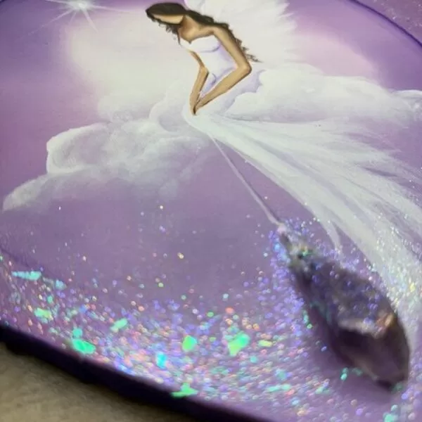 Andělský obraz ve tvaru srdce s minerálem  | Důvěřuji své intuici |  29 cm