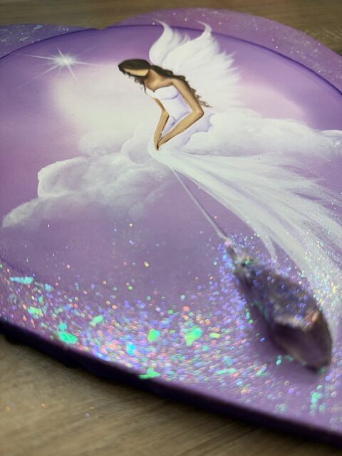 Andělský obraz ve tvaru srdce s minerálem | Důvěřuji své intuici | 29 cm - Obrázek 2