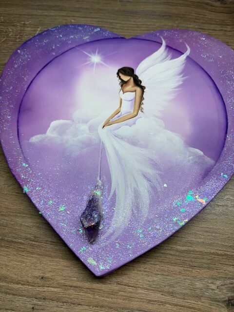 Andělský obraz ve tvaru srdce s minerálem | Důvěřuji své intuici | 29 cm - Obrázek 5