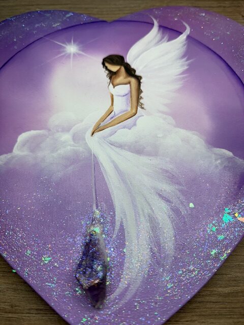 Andělský obraz ve tvaru srdce s minerálem | Důvěřuji své intuici | 29 cm - Obrázek 3