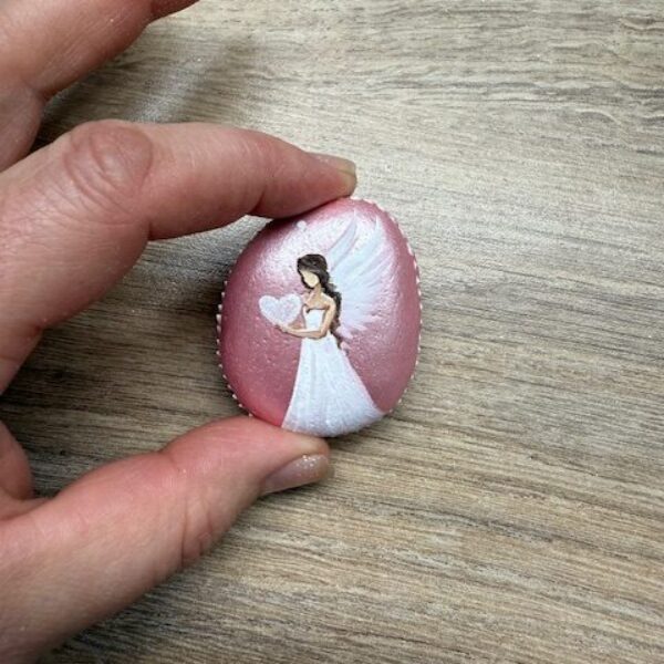 Andělský ručně a s láskou malovaný kamínek pro štěstí a ochranu | 12