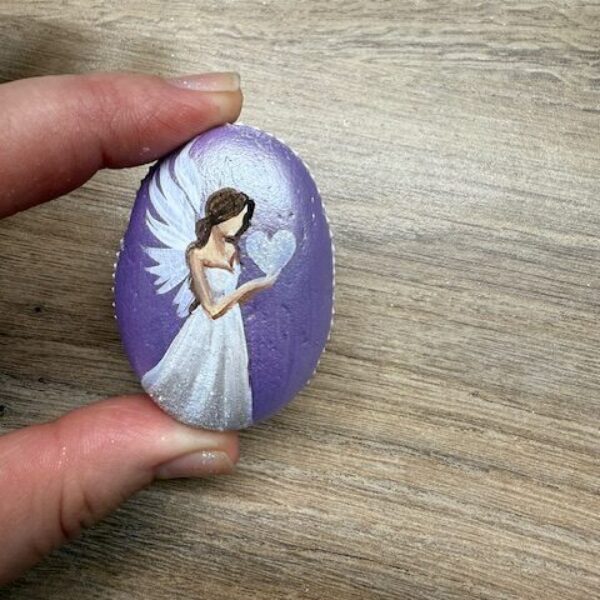 Andělský ručně a s láskou malovaný kamínek  pro štěstí a ochranu | 17
