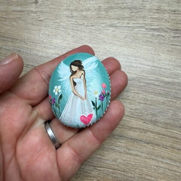 Andělský ručně a s láskou malovaný kamínek pro štěstí a ochranu | 8