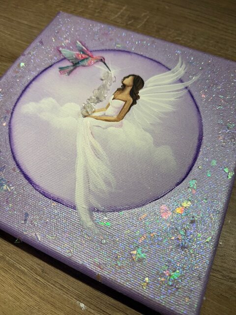 Andělský obraz Artofsoul s kolibříkem | Příval nových radostí | 20x20 - Obrázek 3