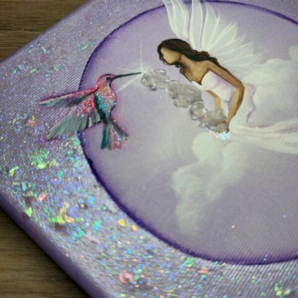 Andělský obraz Artofsoul  s kolibříkem | Příval nových radostí | 20x20