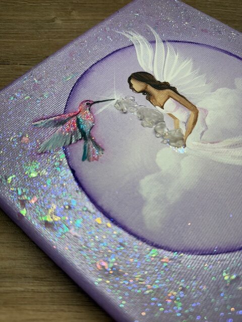 Andělský obraz Artofsoul s kolibříkem | Příval nových radostí | 20x20 - Obrázek 2