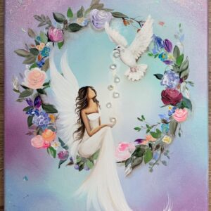 Andělský rozkvetlý obraz Artofsoul s křišťálky | Naplnění | 24x30