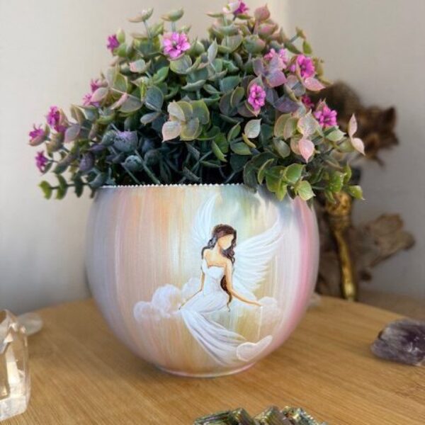 Andělský ručně malovaný obal na květiny Artofsoul | Duháček | 14 cm