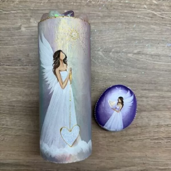 Andělská sada plná lásky | Kamínek a svíčka | 16cm svíce