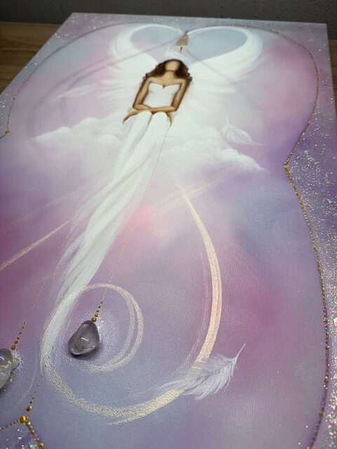 Andělský obraz v energiích novoluní od autorky Michaely Němcové | Hluboká důvěra | 40x60cm - Obrázek 5