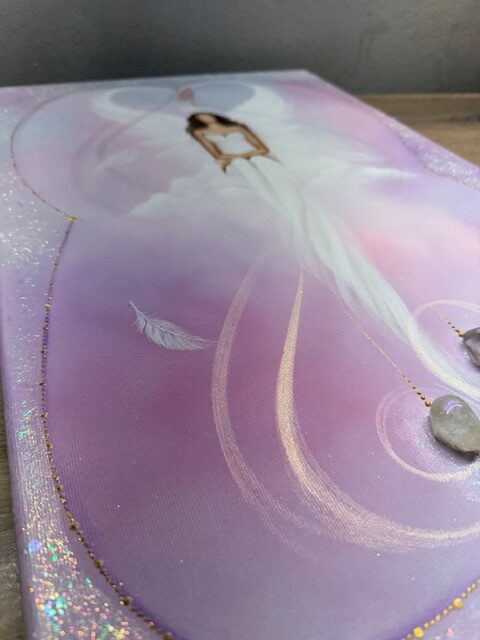 Andělský obraz v energiích novoluní od autorky Michaely Němcové | Hluboká důvěra | 40x60cm - Obrázek 4