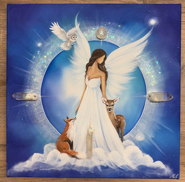 Andělský ochranný obraz Artofsoul | Pod ochranou lásky | 40x40