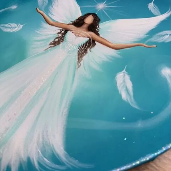 Andělský podporující obraz Artofsoul | Odevzdávám s hlubokou pokorou | 29cm...