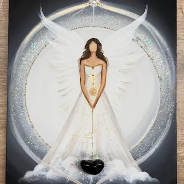 Andělský velmi silný a ochranný obraz | Hluboké prozření | 24x30cm OBSIDIÁN