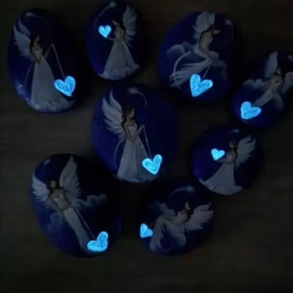 Andělská sada kamínků pro štěstí a ochranu svítící ve tmě | Jsi mým světlem a já tvým | 2 ks č.1