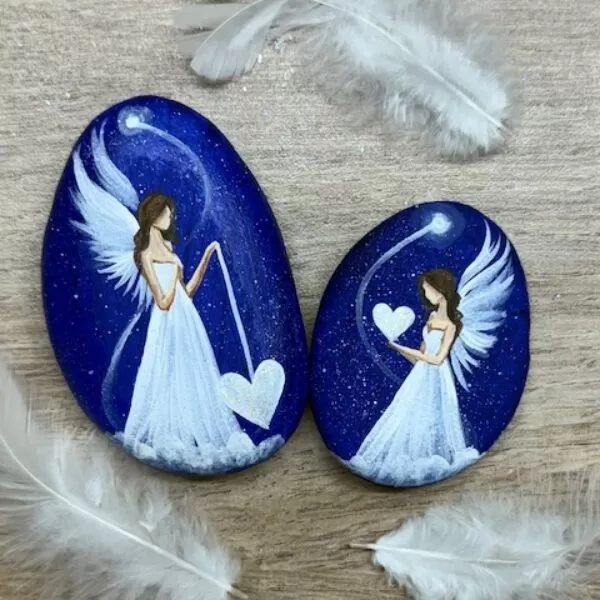 Andělská sada kamínků pro štěstí a ochranu svítící ve tmě | Jsi mým světlem a já tvým | 2 ks č.2