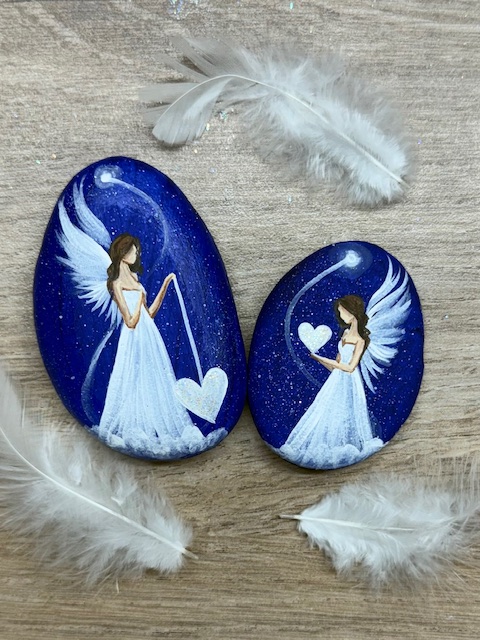 Andělská sada kamínků pro štěstí a ochranu svítící ve tmě | Jsi mým světlem a já tvým | 2 ks č.2