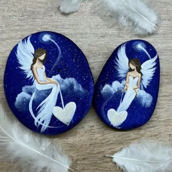 Andělská sada kamínků pro štěstí a ochranu svítící ve tmě | Jsi mým světlem a já tvým | 2 ks č.1