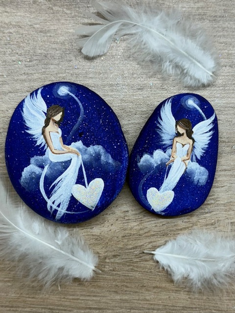 Andělská sada kamínků pro štěstí a ochranu svítící ve tmě | Jsi mým světlem a já tvým | 2 ks č.1