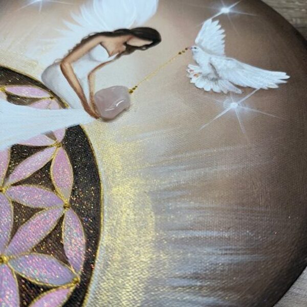 Andělský harmonizační obraz Artofsoul s růženínem | Láskyplné chvíle | 30cm