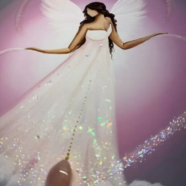 Andělský ochranný obraz s růženínem | Chráním své srdce a naplňuji jej láskou | 40cm