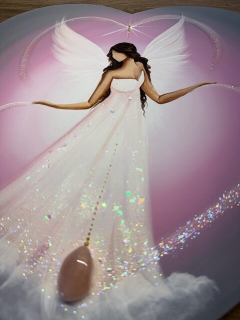 Andělský ochranný obraz s růženínem | Chráním své srdce a naplňuji jej láskou | 40cm - Obrázek 2